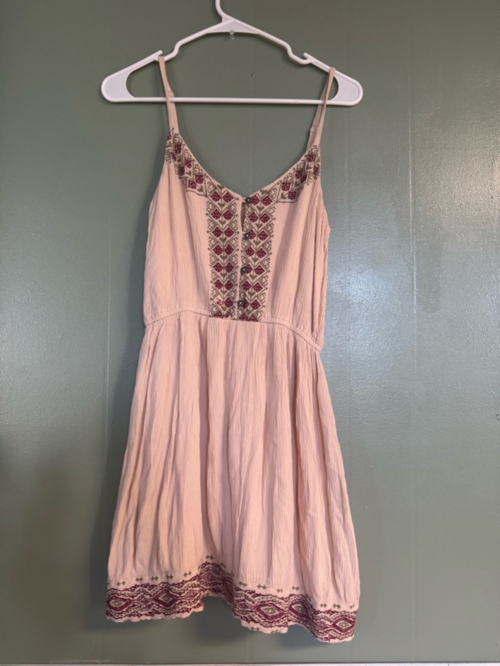 Light Pink Embroidered Spaghetti Strap Dress earthbound